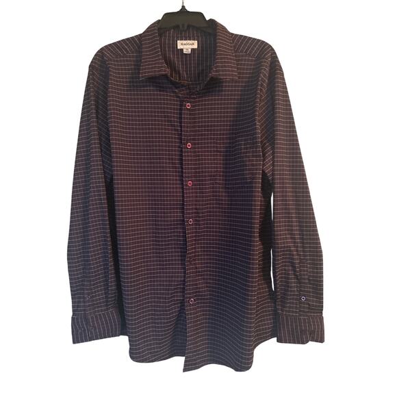 NWOT Haggar Men's Plaid Button Up Shirt Polyester/Spandex Size XXL - Picture 1 of 5